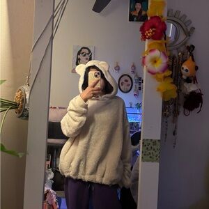 Cream and white bear hoodie